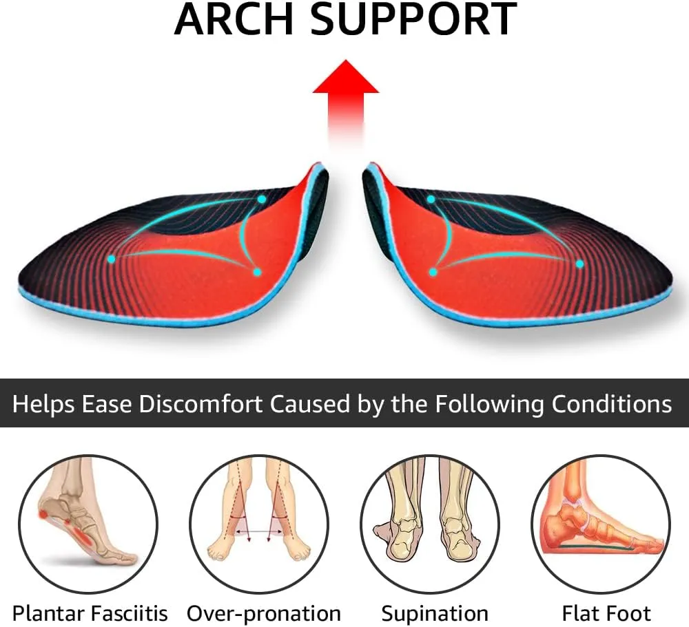 Dr. Foot's 3/4 Length Orthotic Insoles, High Arch Support Inserts for Flat Feet Plantar Fasciitis Over-Pronation and Foot Pain (X-Small (Men's 3-4.5 / Women's 4-5.5))