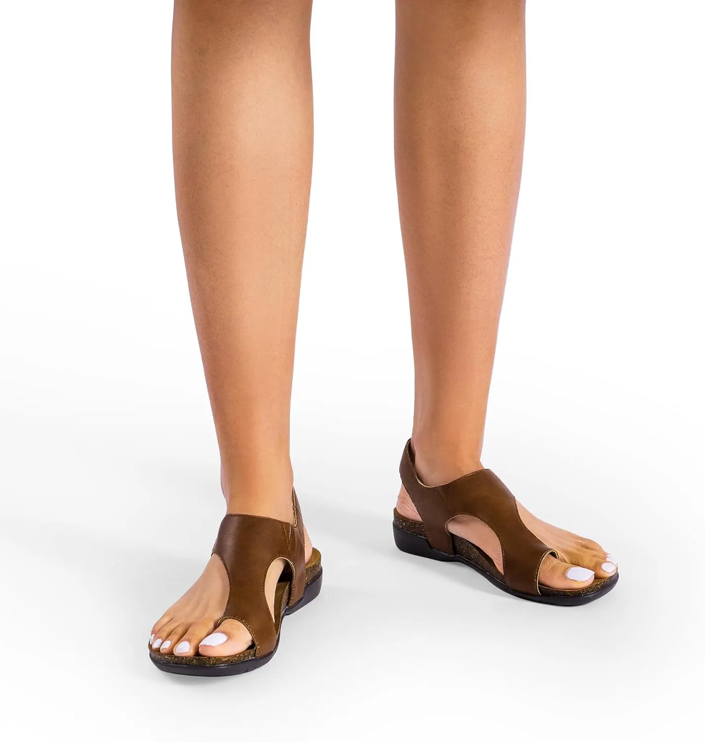 DREAM PAIRS Women's Comfortable Cork Footbed Arch Support Sandals Casual to Dressy Thong Walking Flat Sandals for Summer