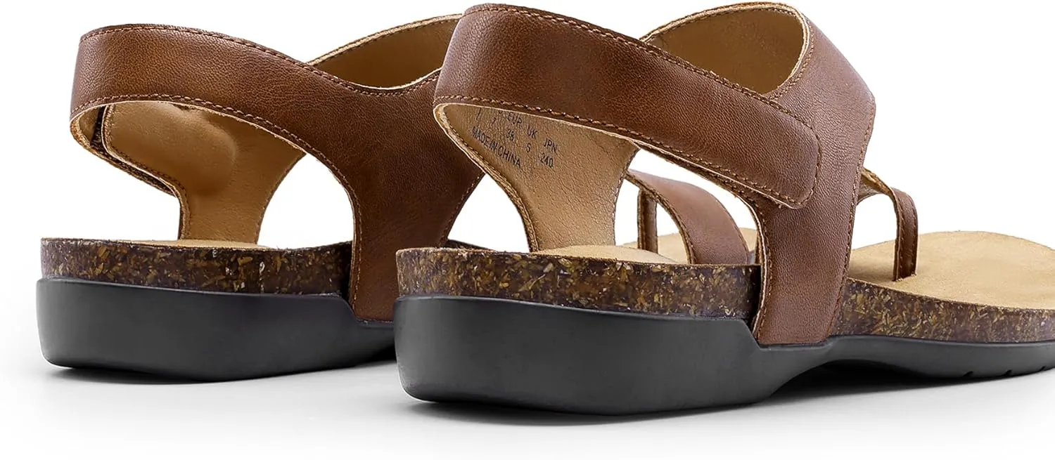 DREAM PAIRS Women's Comfortable Cork Footbed Arch Support Sandals Casual to Dressy Thong Walking Flat Sandals for Summer