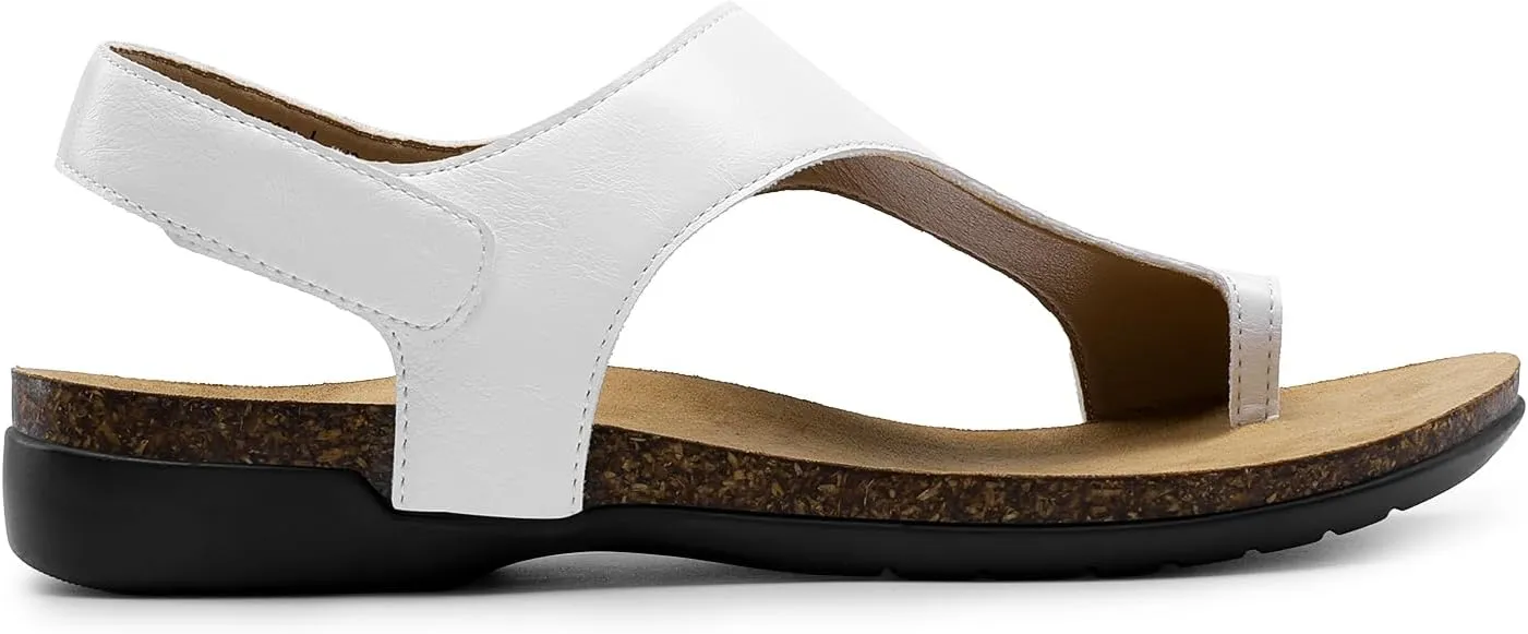 DREAM PAIRS Women's Comfortable Cork Footbed Arch Support Sandals Casual to Dressy Thong Walking Flat Sandals for Summer