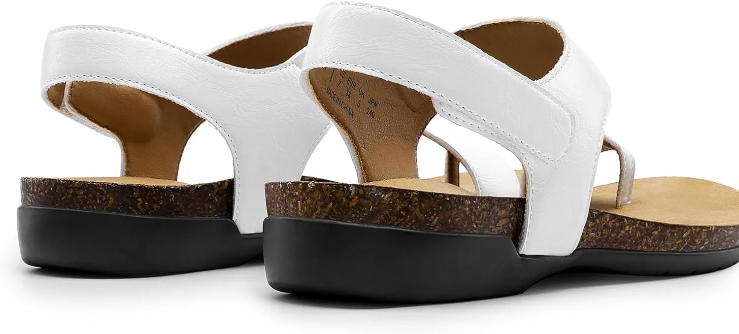 DREAM PAIRS Women's Comfortable Cork Footbed Arch Support Sandals Casual to Dressy Thong Walking Flat Sandals for Summer