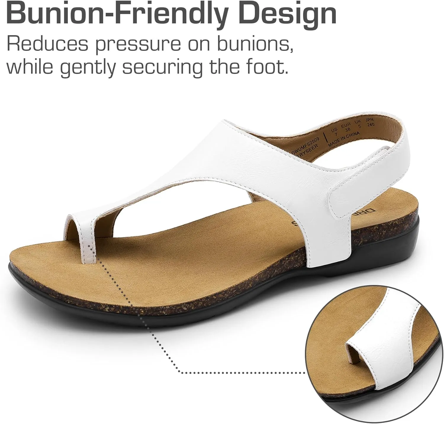DREAM PAIRS Women's Comfortable Cork Footbed Arch Support Sandals Casual to Dressy Thong Walking Flat Sandals for Summer