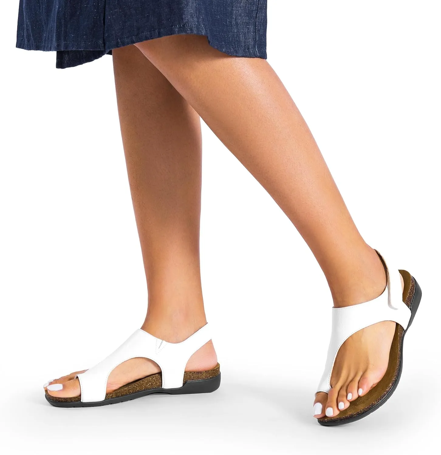 DREAM PAIRS Women's Comfortable Cork Footbed Arch Support Sandals Casual to Dressy Thong Walking Flat Sandals for Summer