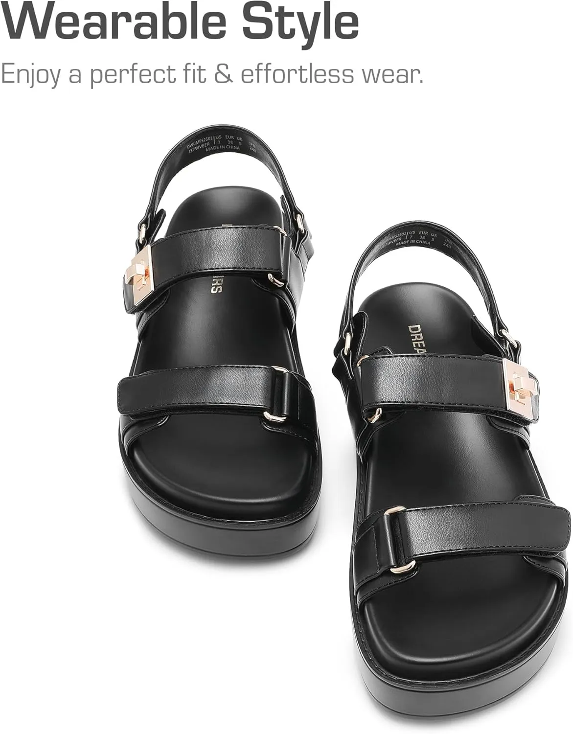 DREAM PAIRS Women's Low Wedge Sandals Comfortable Arch Support Platform Open toe Casual Dressy Flat Summer Sandals with Adjustable Straps