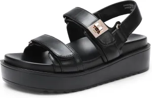 DREAM PAIRS Women's Low Wedge Sandals Comfortable Arch Support Platform Open toe Casual Dressy Flat Summer Sandals with Adjustable Straps