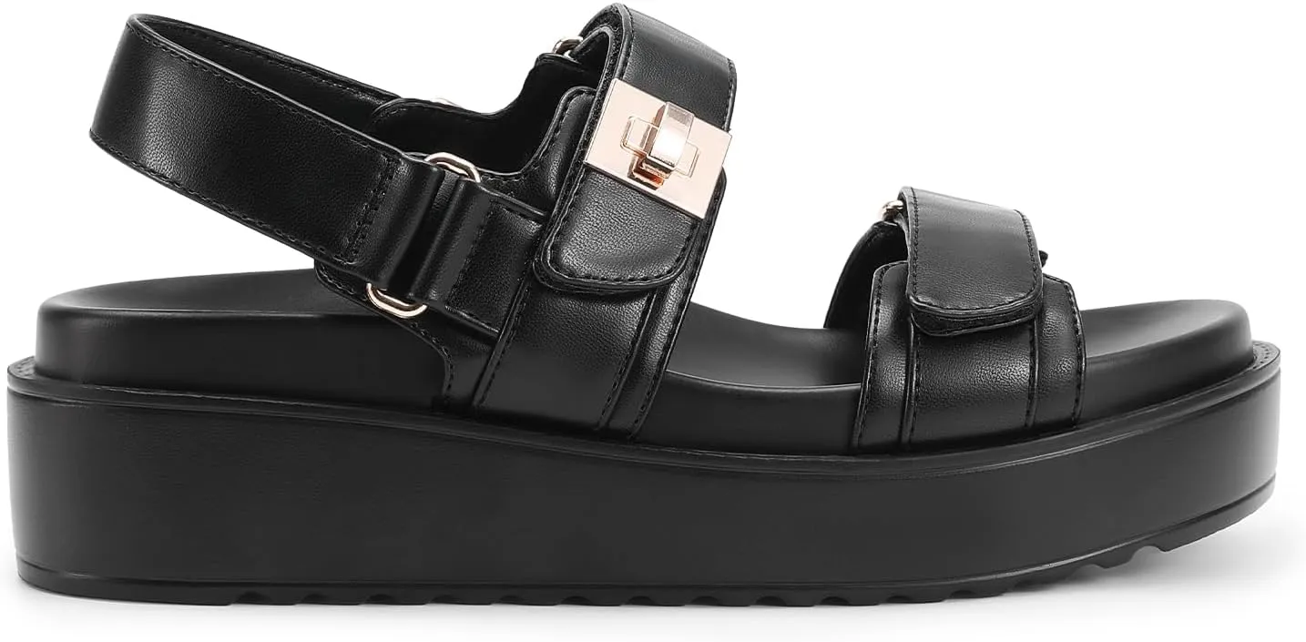 DREAM PAIRS Women's Low Wedge Sandals Comfortable Arch Support Platform Open toe Casual Dressy Flat Summer Sandals with Adjustable Straps