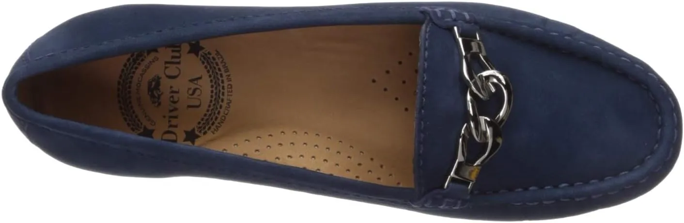 Driver Club USA Women's Leather Made in Brazil Chain Buckle Loafer