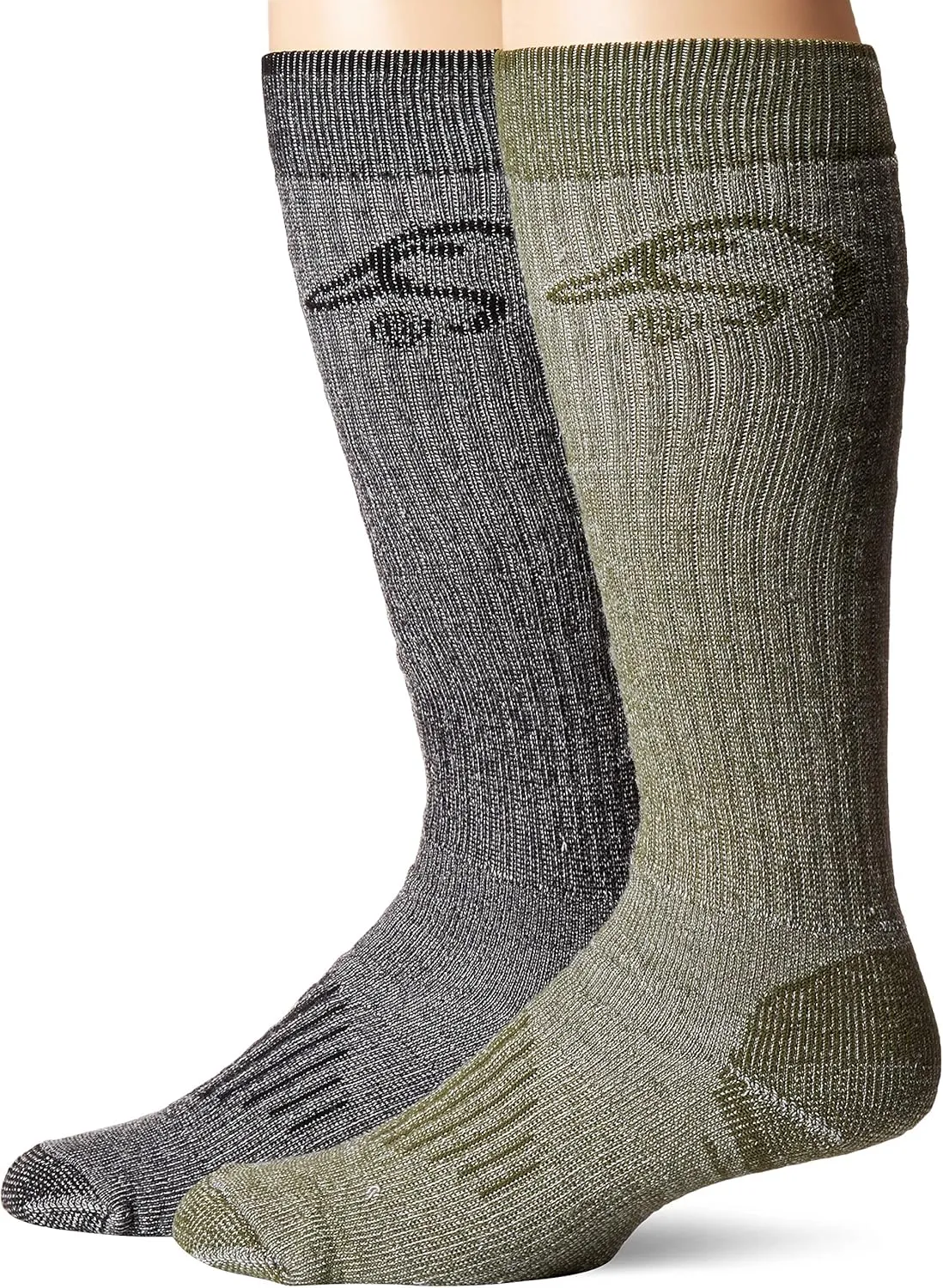 Ducks Unlimited Men's Full Cushion Wool Blend Tall Boot Socks, Olive, Large