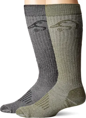 Ducks Unlimited Men's Full Cushion Wool Blend Tall Boot Socks, Olive, Large