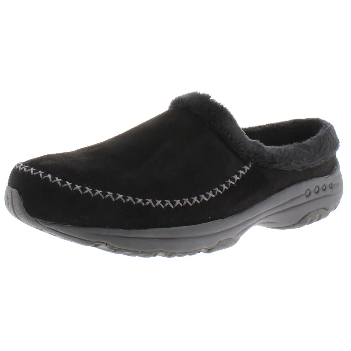 Easy Spirit Womens Travel Slip 2 Faux Fur Lined Slip On Mule Slippers