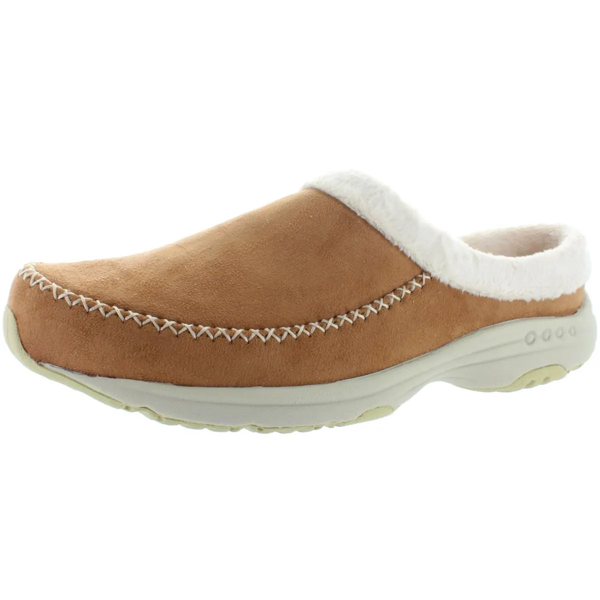 Easy Spirit Womens Travel Slip 2 Faux Fur Lined Slip On Mule Slippers