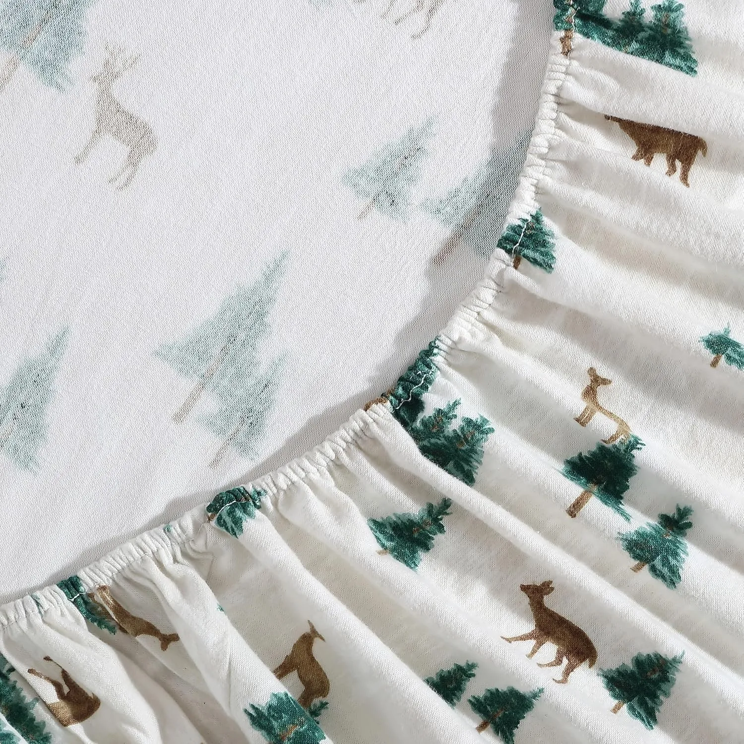 Eddie Bauer - Queen Sheet Set, Warm Breathable Cotton Flannel Bedding with Deep Pockets, Brushed for Extra Softness, Cozy Home Decor, Oeko-Tex Certified (Deer Hollow, Queen)