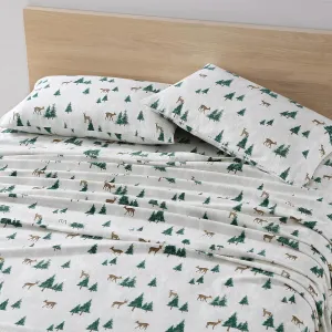 Eddie Bauer - Queen Sheet Set, Warm Breathable Cotton Flannel Bedding with Deep Pockets, Brushed for Extra Softness, Cozy Home Decor, Oeko-Tex Certified (Deer Hollow, Queen)