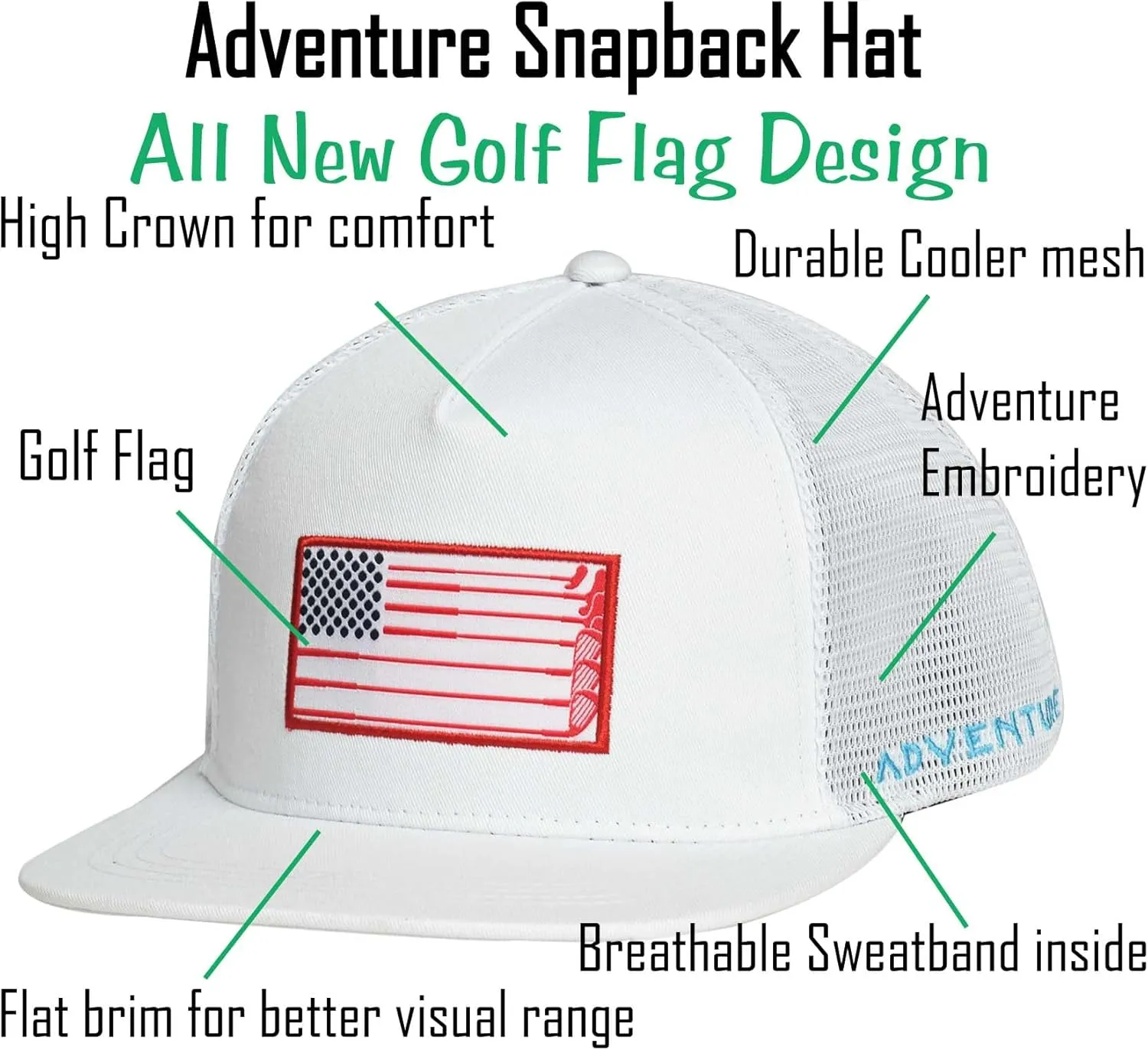EDTREK Adventure Snapback Hat - Surf Hat - Beach Hat - Hiking Trucker Hat - Flying High Hat