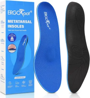 ERGOfoot Metatarsalgia Insoles, Plantar Fasciitis Insoles with Arch Supports, Heavy Duty Support Inserts, 300lbs , Wide Feet, Relieve Metatarsalgia, Flat Feet, High Arch, Ball of Foot, Foot Pain