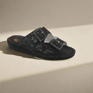 Eric Michael - Jen in Tooled Black Nubuck