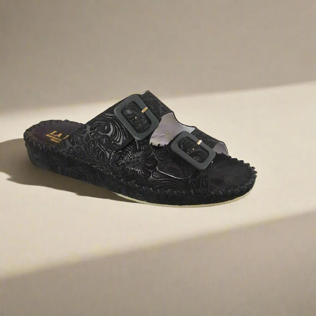 Eric Michael - Jen in Tooled Black Nubuck