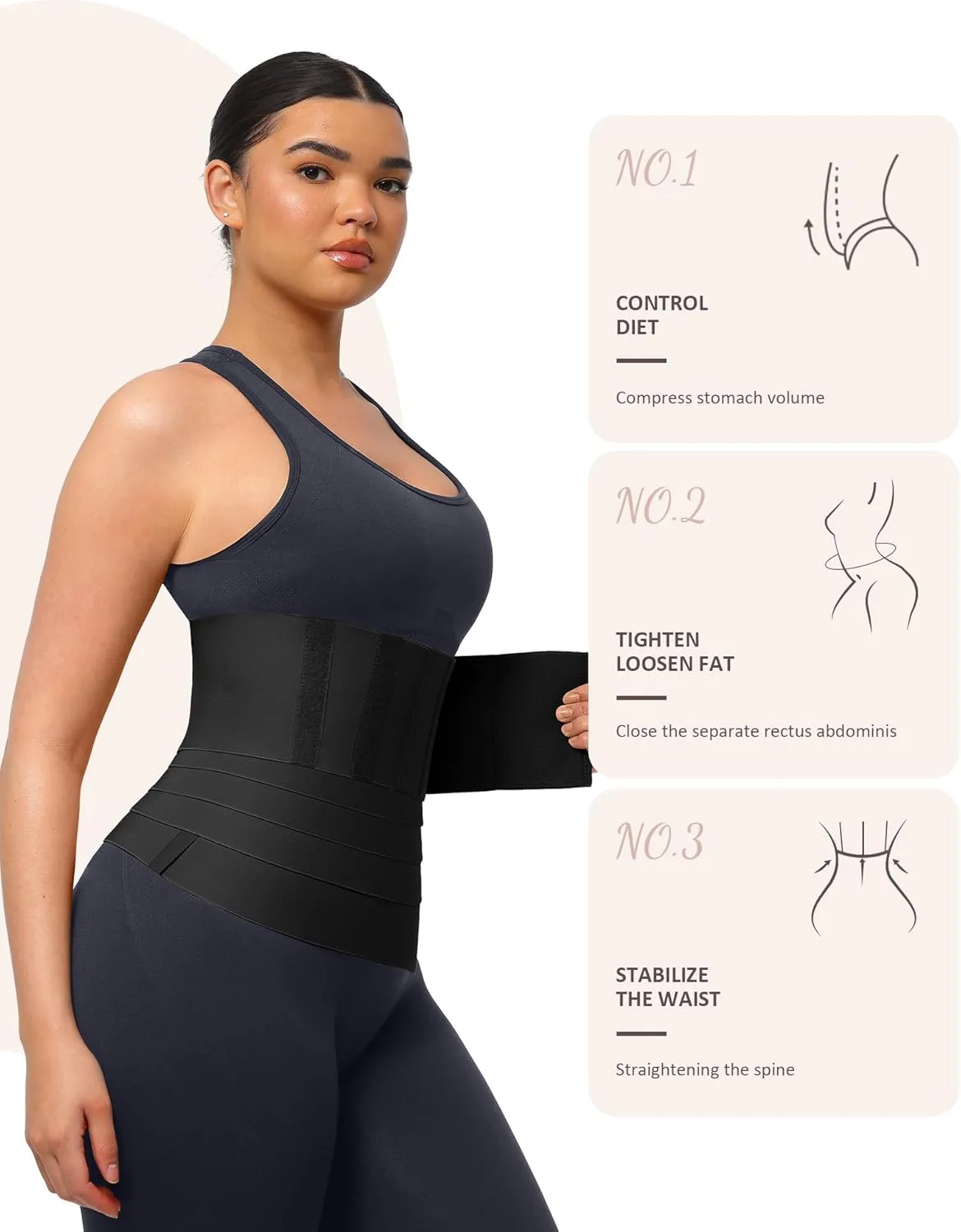 FeelinGirl Waist Trainer for Women Snatch Bandage Tummy Wrap Plus Size Workout Waist Trimmer for Gym Sport
