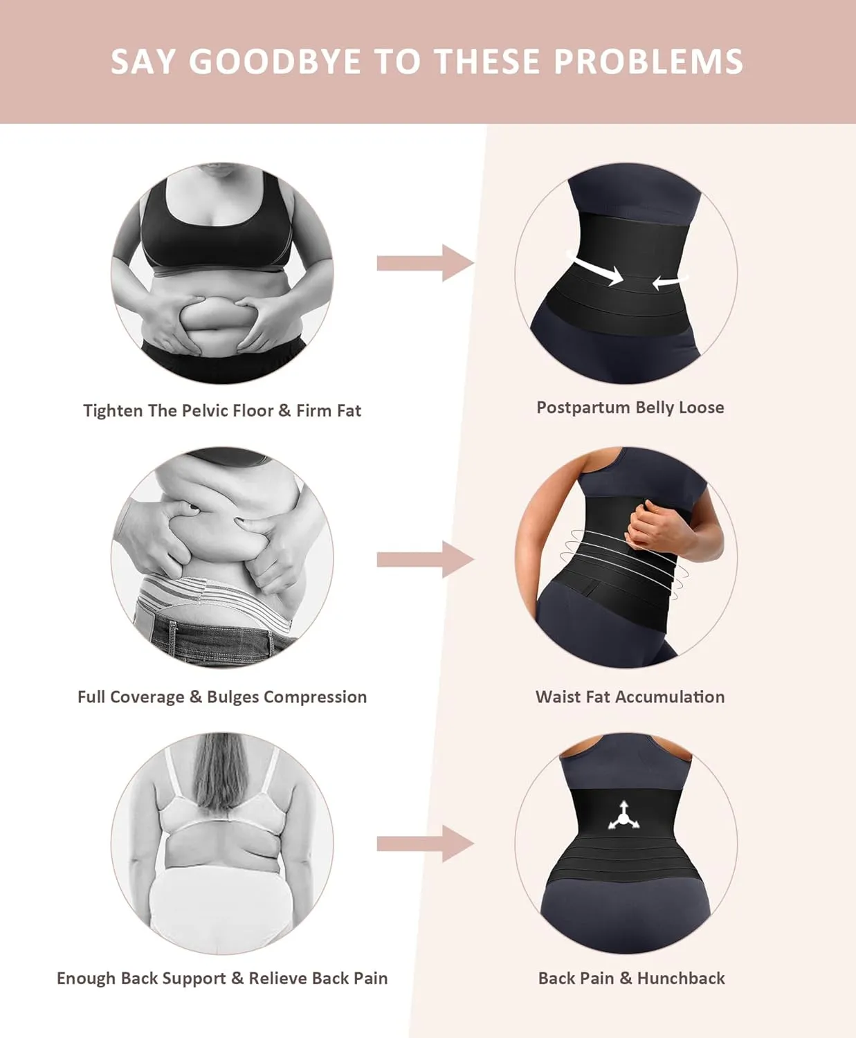 FeelinGirl Waist Trainer for Women Snatch Bandage Tummy Wrap Plus Size Workout Waist Trimmer for Gym Sport