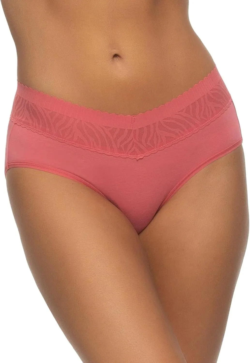Felina Womens 5 Pack Stay In Place Mid-Rise Lace Hipster