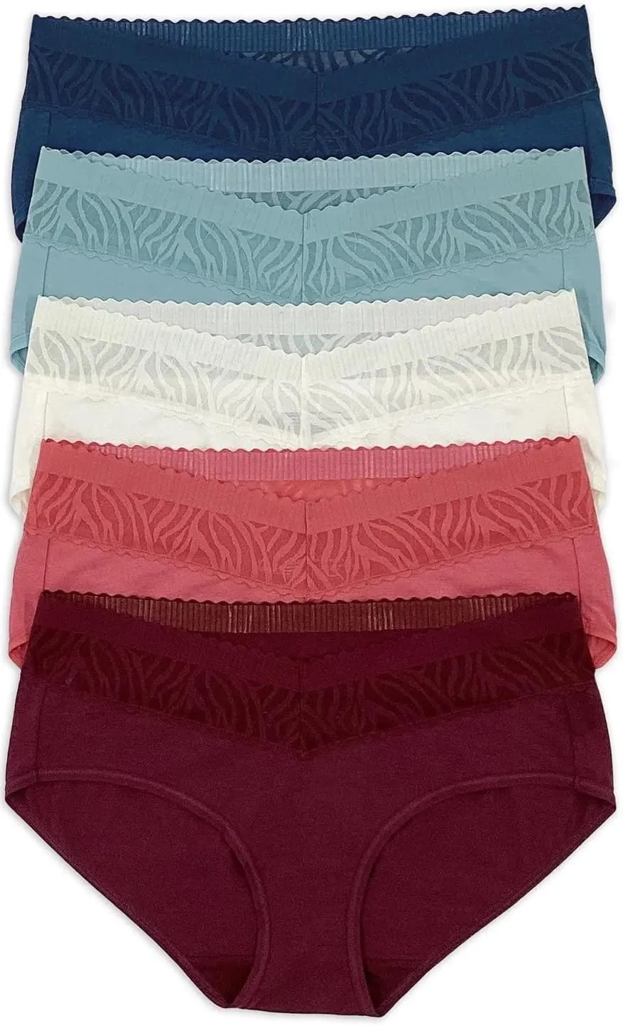 Felina Womens 5 Pack Stay In Place Mid-Rise Lace Hipster