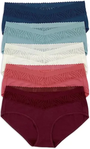 Felina Womens 5 Pack Stay In Place Mid-Rise Lace Hipster