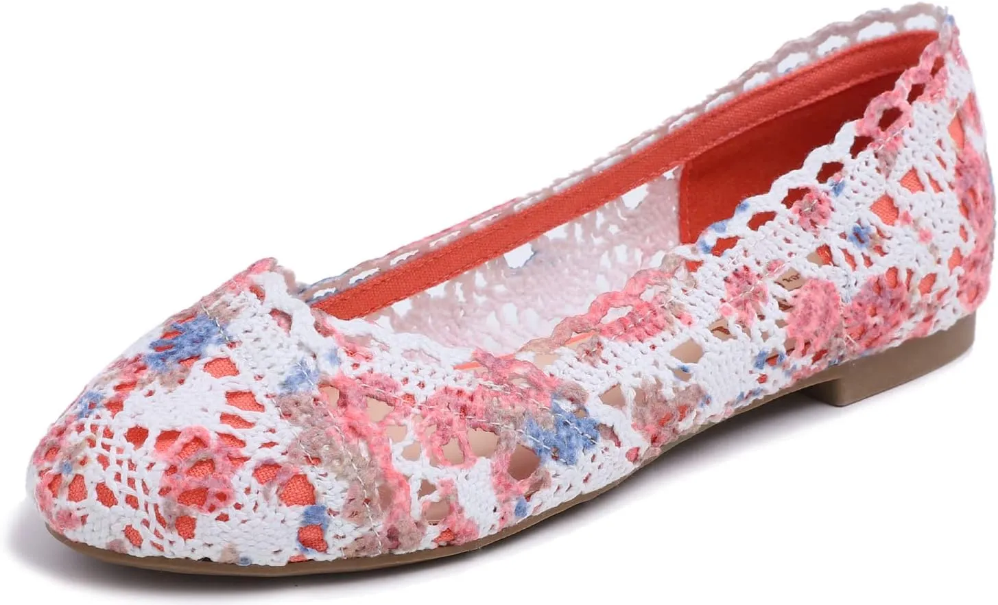 FEVERSOLE Women's Comfort Breathable Knit Crochet Shoes Lace Ballet Flats