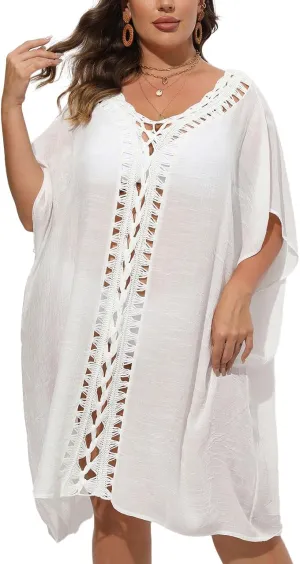 FINIZO Women's Swimsuit Beach Cover Up Lace Bikini Beachwear Plus Size Beach Bikini See Through Swimwear