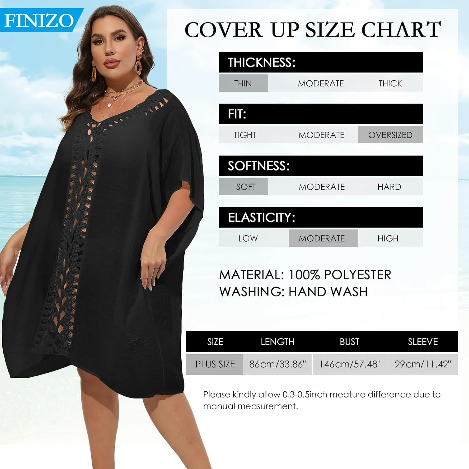 FINIZO Women's Swimsuit Beach Cover Up Lace Bikini Beachwear Plus Size Beach Bikini See Through Swimwear