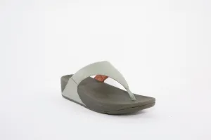 FITFLOP LULU SHIMMER WEDGE TOE-POST MULE - GREEN