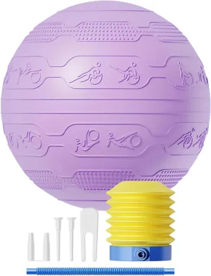 Fitness Ball - Exercise Ball | PVC Yoga Ball Chair 65cm with Pump | Anti-Burst Non-Slip Trainer for Stretching, Pilates, Stability Training, Office, Seating and Gym