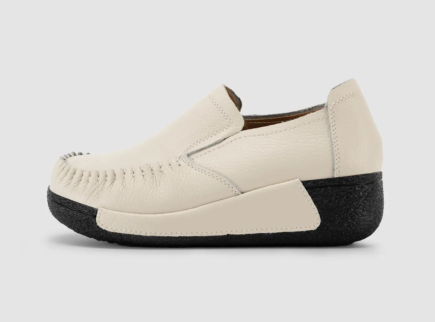 FitVille Damen Plateau Loafer aus Leder