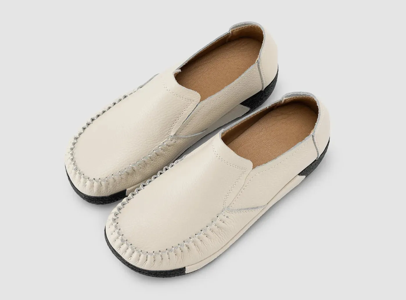 FitVille Damen Plateau Loafer aus Leder