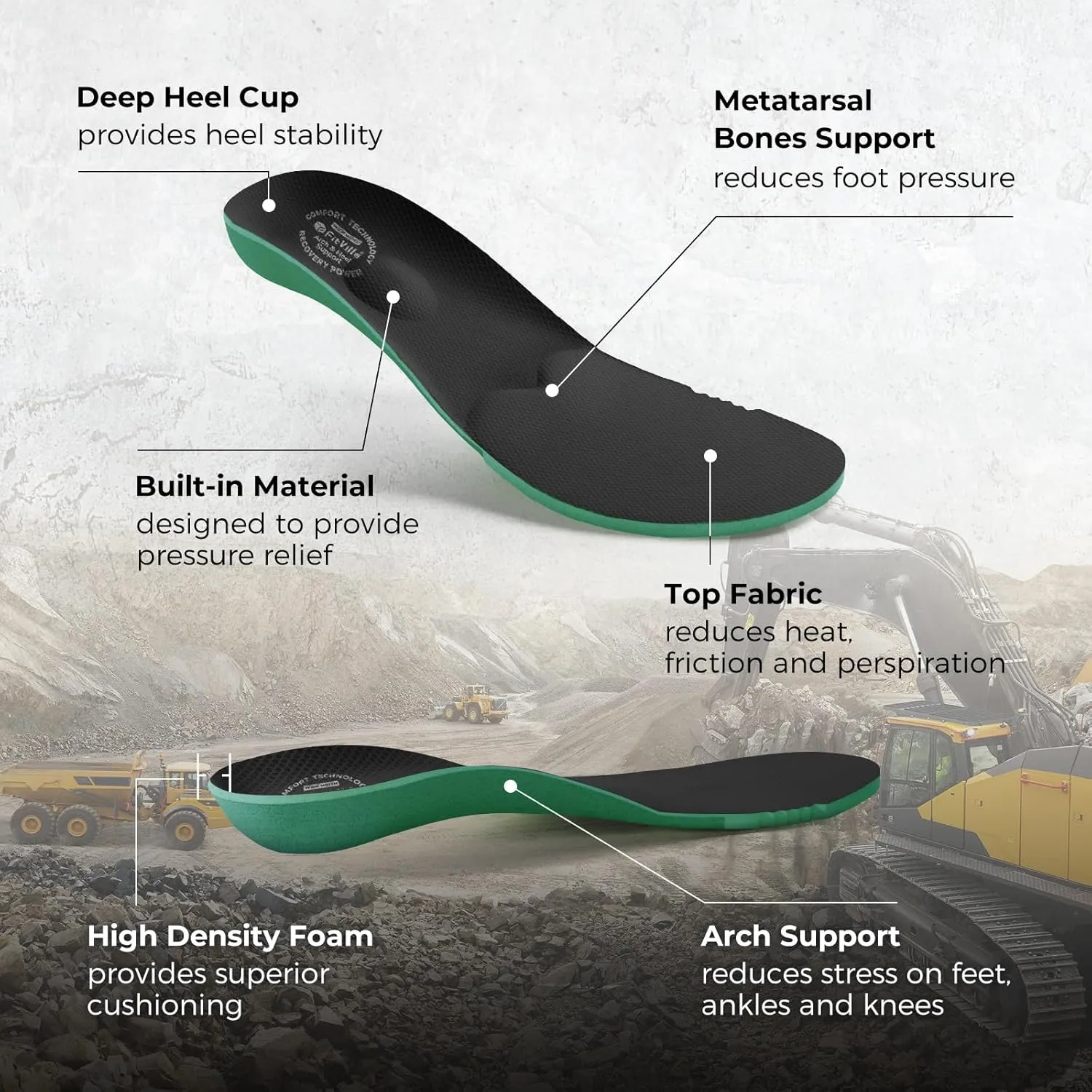 FitVille Exitra Wide Steel Toe Shoes for Men Puncture Proof Composite Toe Safety Work Shoes with Arch Support