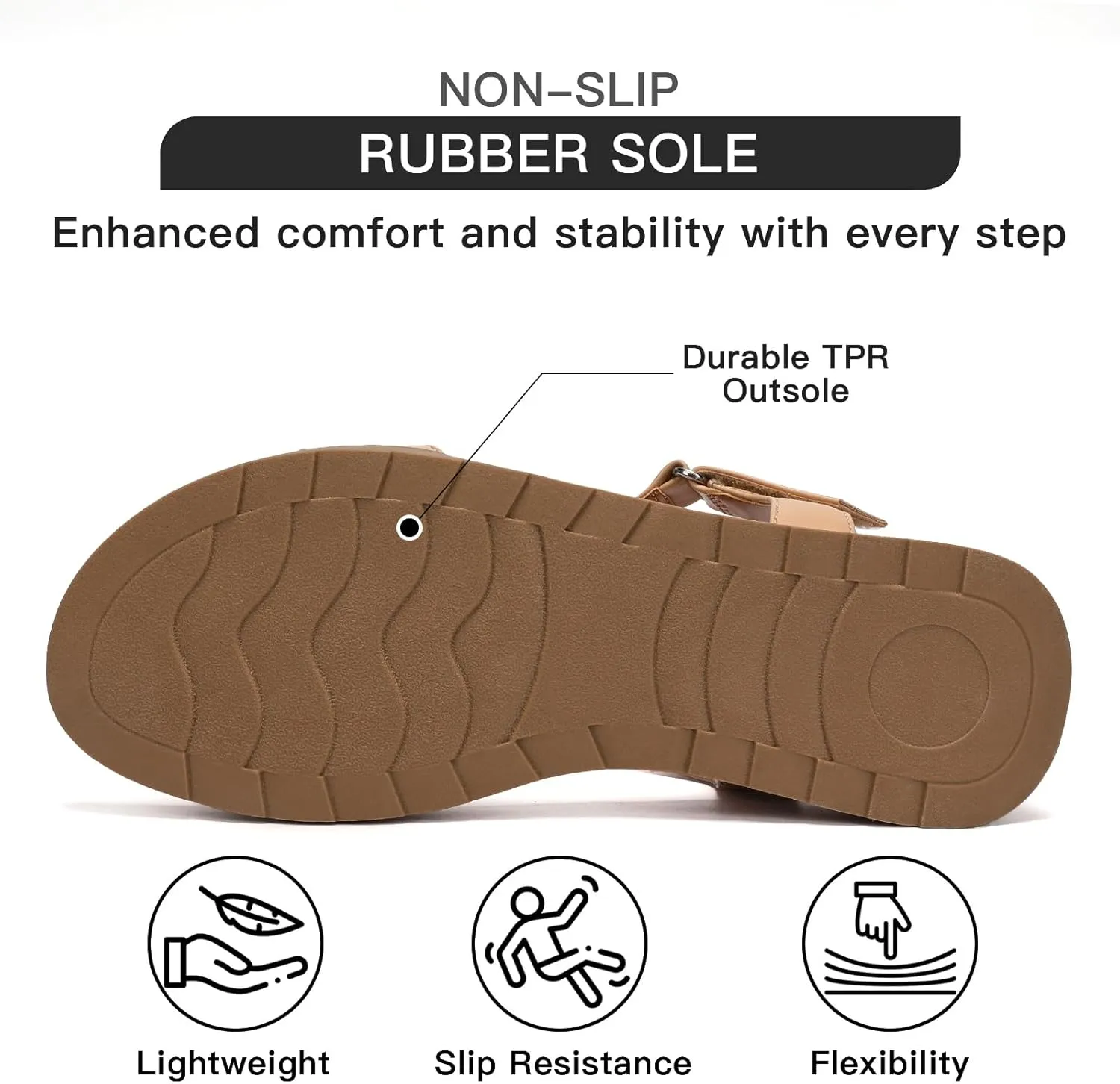 Flat Sandals for Women Comfortable Walking Summer Sandals with Arch Support