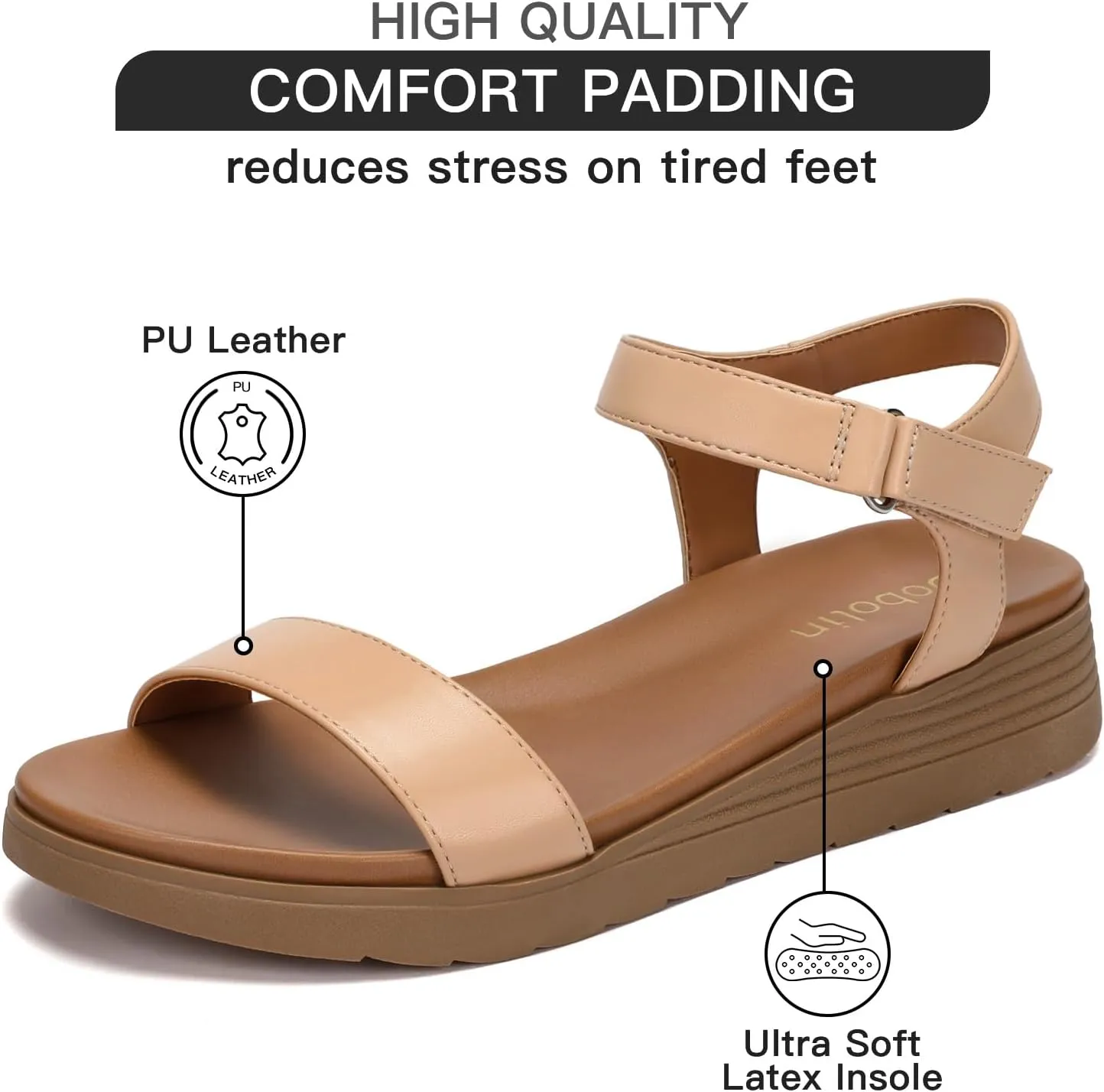 Flat Sandals for Women Comfortable Walking Summer Sandals with Arch Support