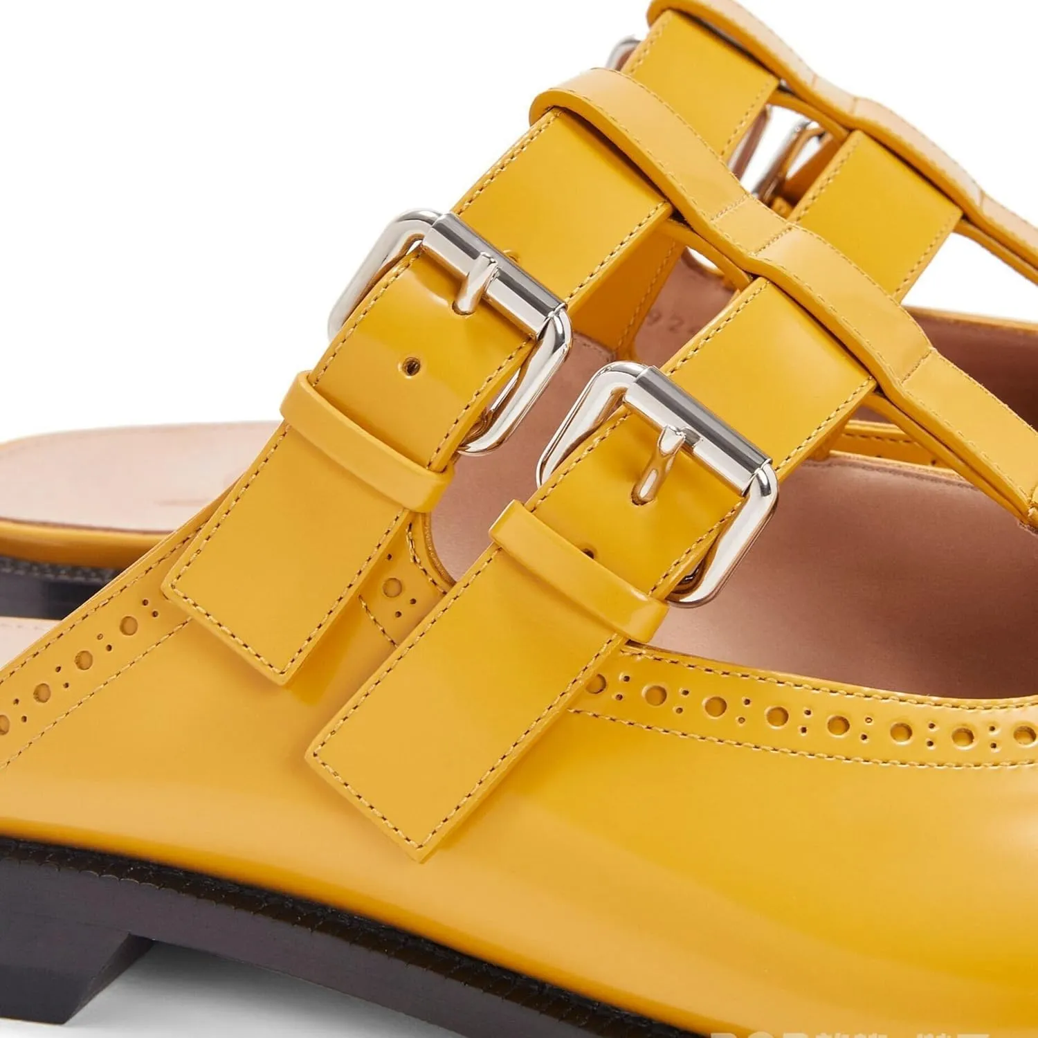 Flats Mules for Women Round Toe Low Heel Sandals Baotou Double Belt Buckle Mary Jane Flat Slip-on Backless Comfortable Casual Walking Dress Party Soft Shoes