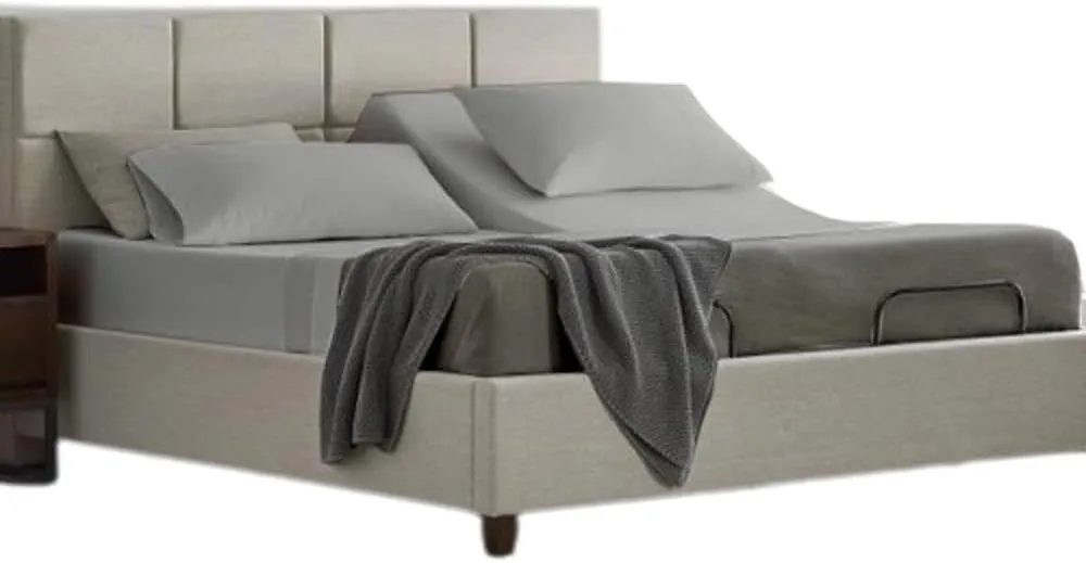 Flex Top King Sheets for Sleep Number Bed Ultra-Soft Microfiber Bed Sheets, Split Top King Sheets for Sleep Number Bed (4 PCs) Flex Head King 34" Top Split Sheets to fit Upto 15" Deep (Iight Grey)