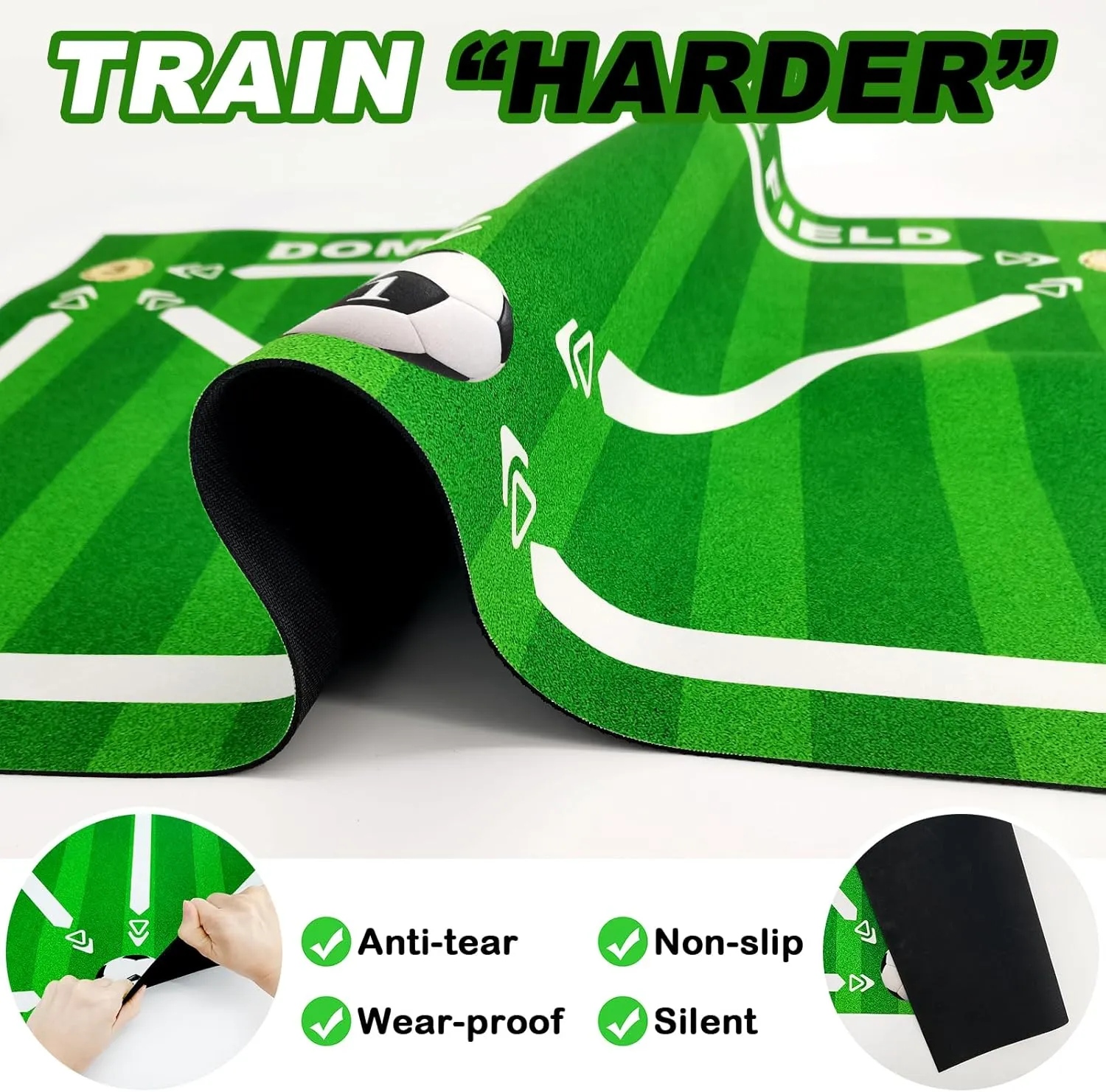 Football Footstep Training Mat, Soccer Training Mat 35 * 24IN, Soccer Skills Training Equipment with Storage Bag and Soccer Return Trainer Net