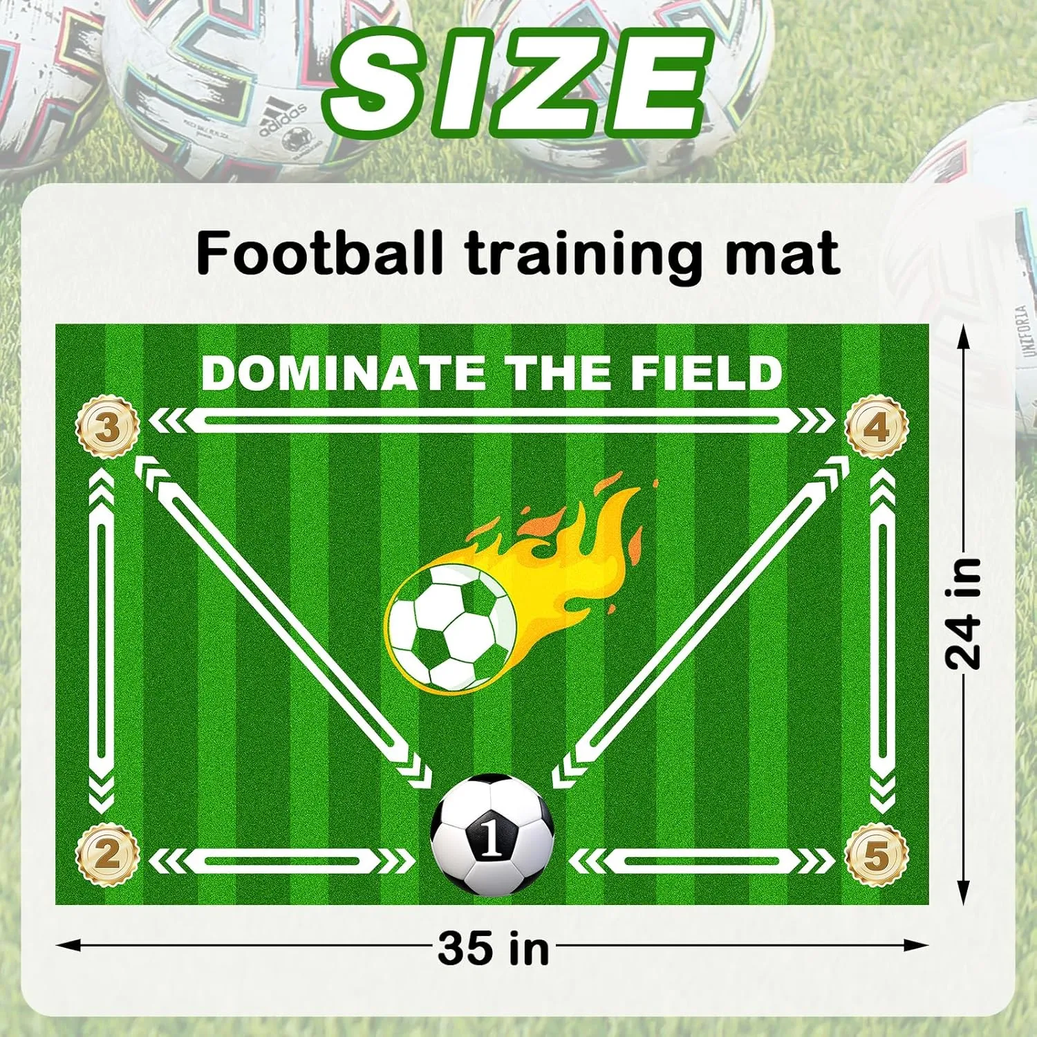 Football Footstep Training Mat, Soccer Training Mat 35 * 24IN, Soccer Skills Training Equipment with Storage Bag and Soccer Return Trainer Net