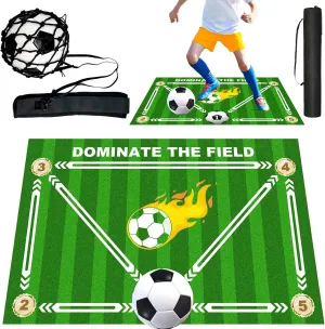 Football Footstep Training Mat, Soccer Training Mat 35 * 24IN, Soccer Skills Training Equipment with Storage Bag and Soccer Return Trainer Net