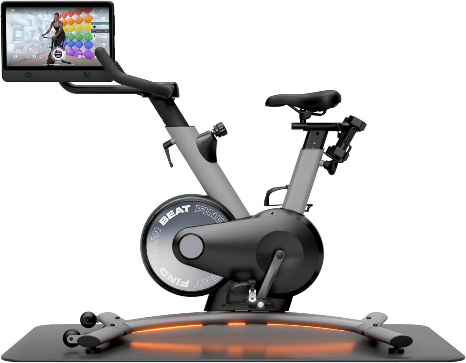 Freebeat Boom Exercise Bike, Smart Spin Bike for Home, 15.6'' HD Touchscreen, Auto Resistance, Compact Stationary Bike with Screen, Bluetooth, Scenic Rides, Training Algorithm, Gamified Classes with Expert Instructors