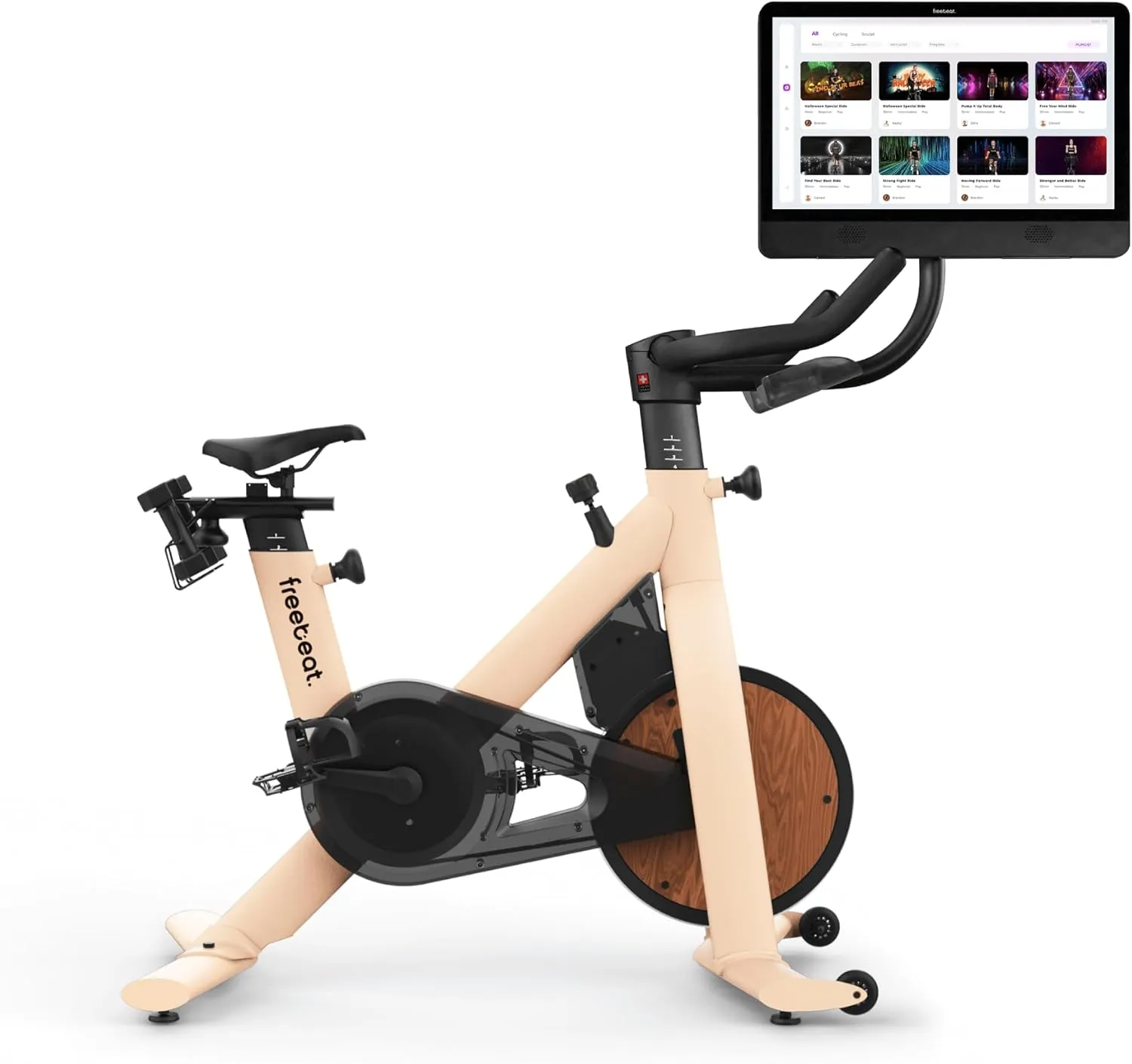 Freebeat Lit Smart Exercise Bike, Swiss Design Spin Bike for Home, 22'' HD Rotating Touchscreen, Auto Resistance, Personal Trainer Algorithm, Stationary Bike with Screen, Bluetooth, Scenic Rides, Gamified Classes, Compact for Small Spaces