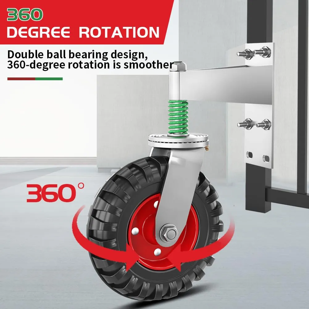 Gate Wheel 8inch Fence Gate Wheel for Metal Tube Gate 600lb Capacity 360 Degree Rotation Spring-Loaded Heavy Duty Gate Caster with Screws & Screwdriver