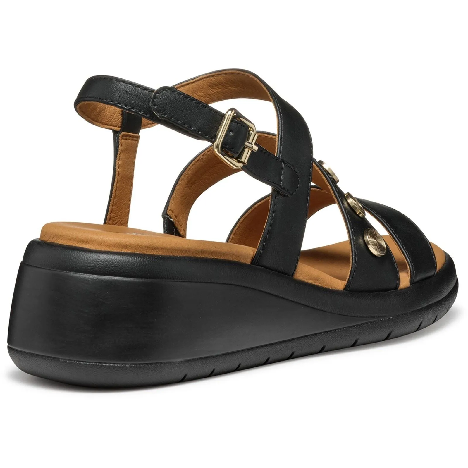 Geox D MELICONIA Synthetic Polyurethane Women's Black Wedges