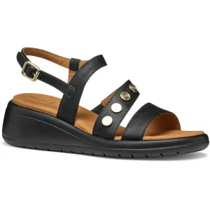Geox D MELICONIA Synthetic Polyurethane Women's Black Wedges
