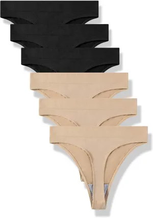 GRANKEE Women's Breathable Seamless Thong Panties No Show Underwear Pack