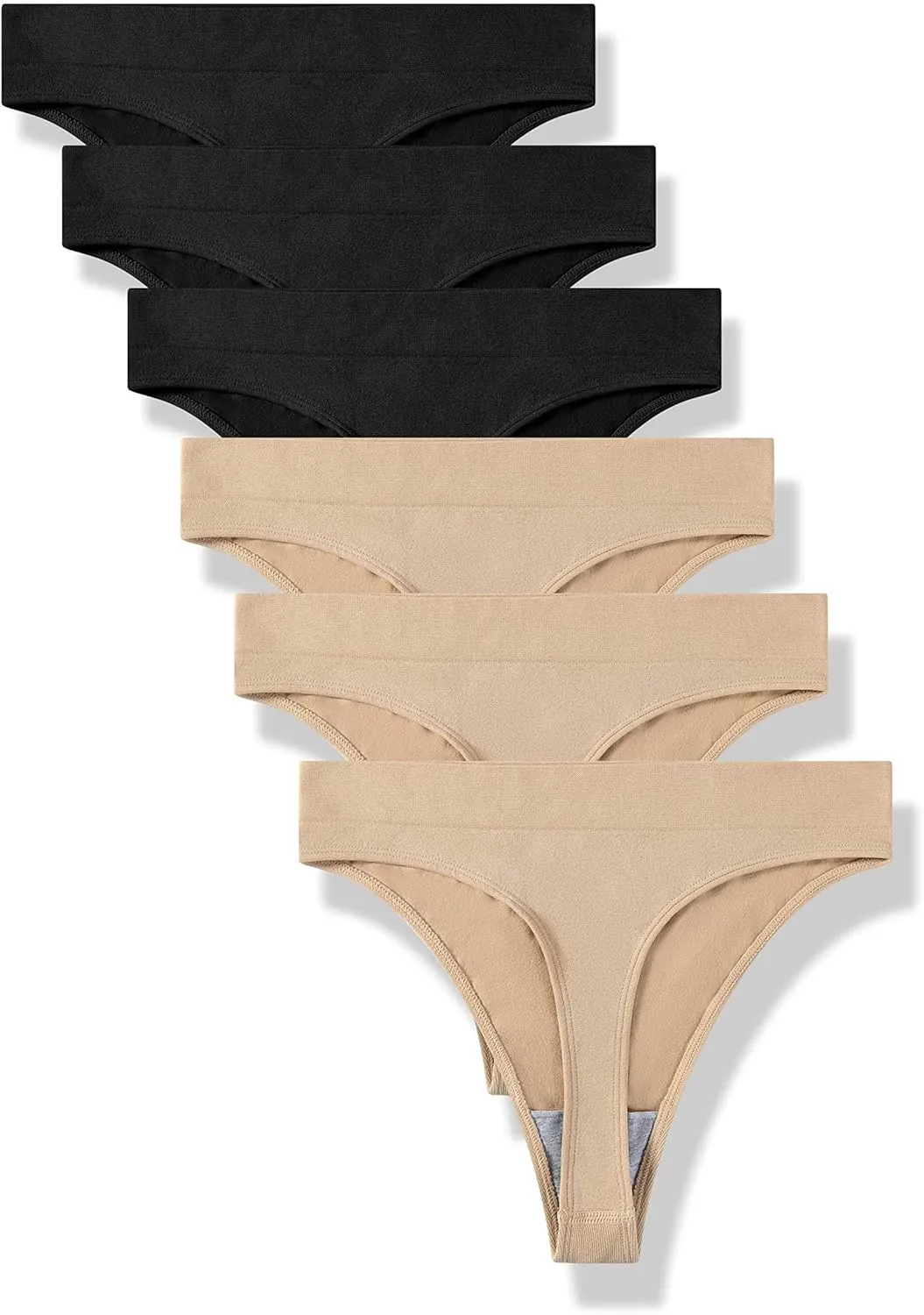 GRANKEE Women's Breathable Seamless Thong Panties No Show Underwear Pack
