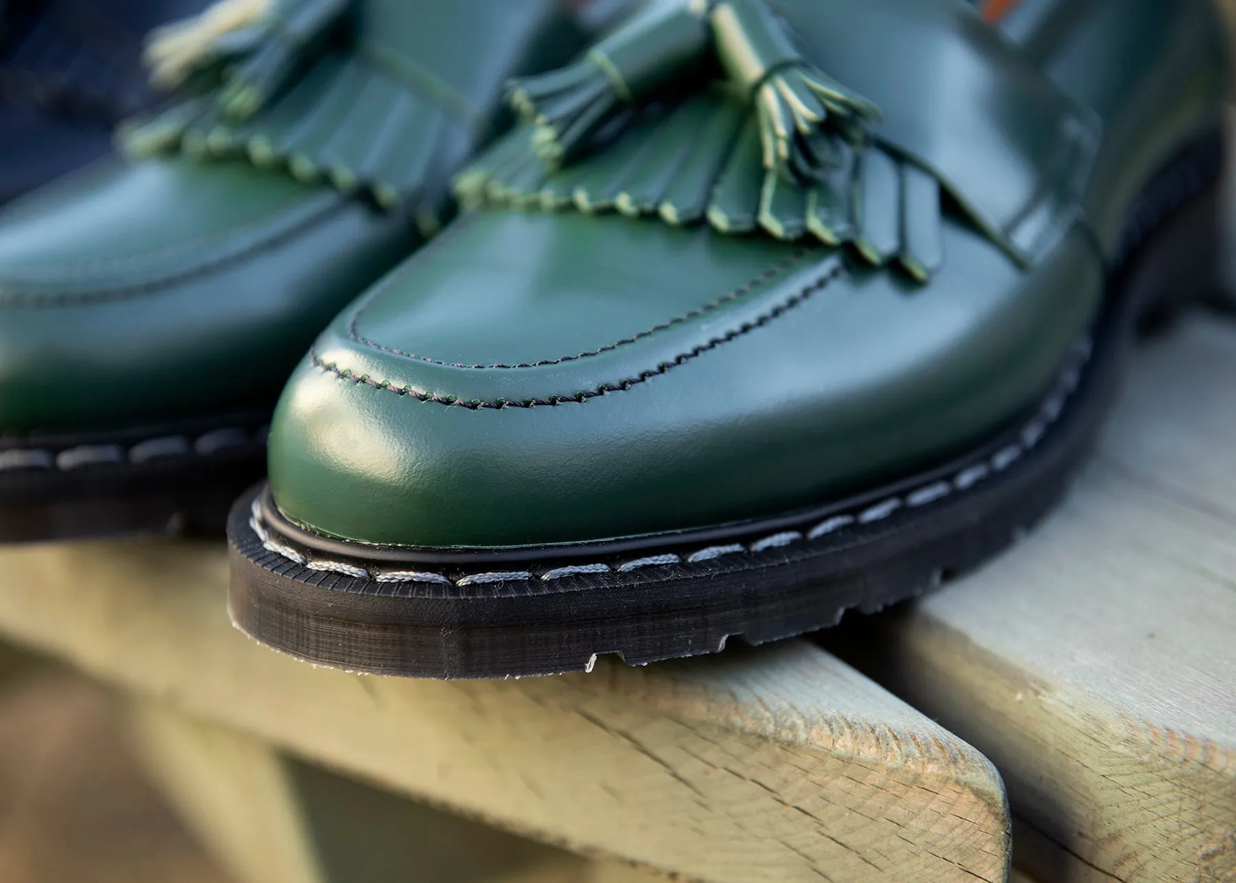Green Hi-Shine Tassel Loafer