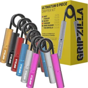 GRIPZILLA Grip Strength Trainer Set 50-300LB, Hand Gripper Strengthener Workout Kit,Metal No Slip Heavy Duty Hand Strengthening Device, Forearm Exerciser and Wrist Strengthener